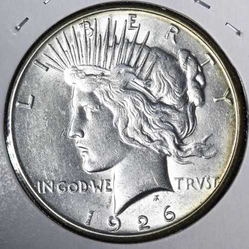 1926-S ピース銀貨 AU 裏面ダイクラックエラー E384 KAMM