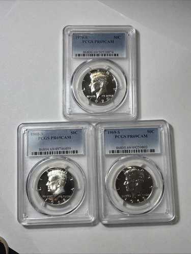 1968-1969-1970年代 シルバー ケネディ ハーフダラー PR69CAM PCGS 3枚セット