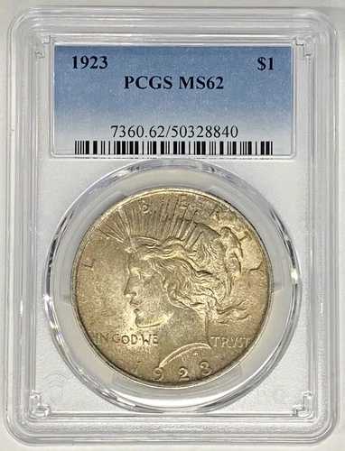 1923年ピース銀貨（トーンあり）PCGS MS 62（10）D