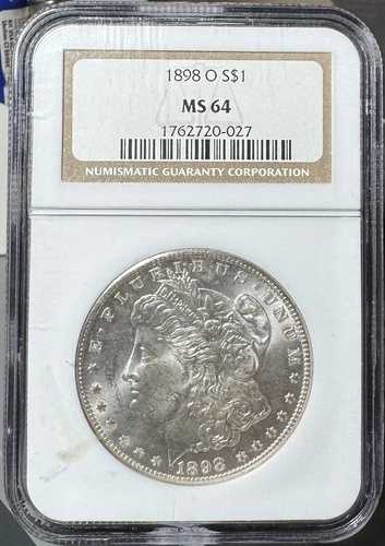 1898年Oミント 1ドル モーガン銀貨、NGC FATTY HOLDER MS 64、見栄えの良いコイン 42,900円