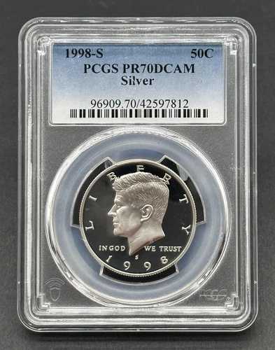 アメリカ 1998年 50セント銀貨 ケネディ鑑定済み PCGS PR70DCAM
