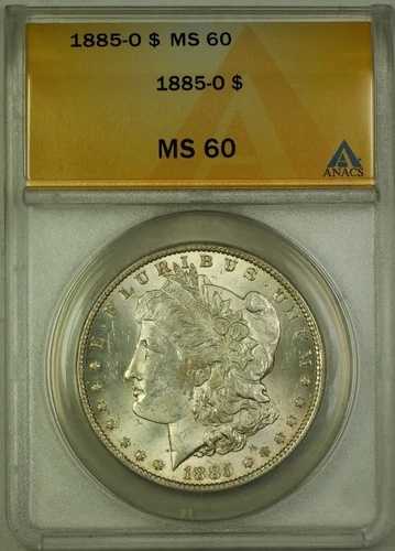 1885年Oミント モーガン銀貨 1ドル硬貨 ANACS MS-60