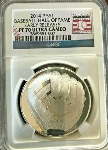 2014年 S 1ドル銀貨 野球殿堂 NGC PF 70 ディープカメオ 早期リリース 42,900円