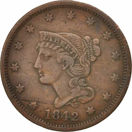 [#97816] コイン、アメリカ合衆国、編み込みヘアセント、1842年、米国造幣局、フィラデルフィア
