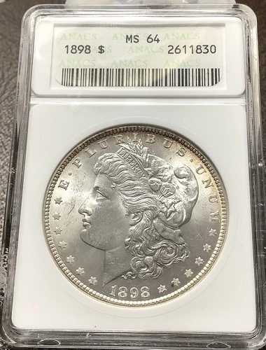 1898年 モーガン銀貨 ANACS MS64 フロスティニアジェム スモールホワイトソープボックス