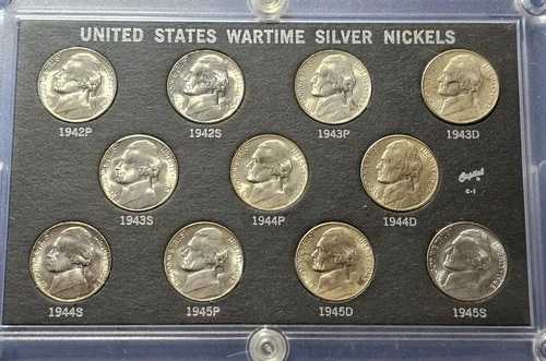 銀貨戦時ニッケルセット ～ キャピタルホルダー ～ 11枚 AU/BU 35%銀貨 1942-45年