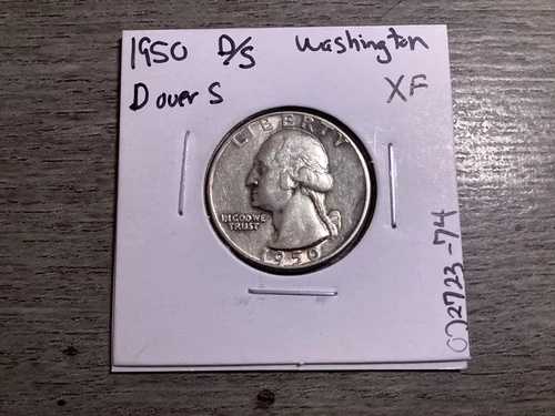 1950年ワシントンD/S刻印入り25セント硬貨（D/Sミントマーク刻印ミス）072723 74ee