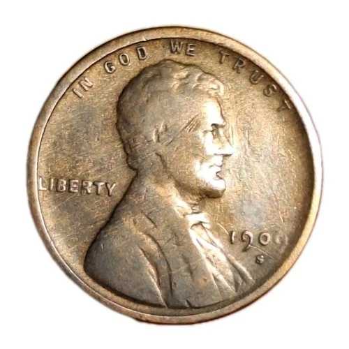 希少な年代の1909年Sミントのリンカーン・ウィートバック・ペニー。非常に美しい古色！～VG