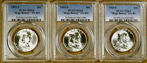 1953年Sミント PCGS MS64 FS-401 バッグス・バニー フランクリン ハーフダラー - 100% ブレイジングホワイト