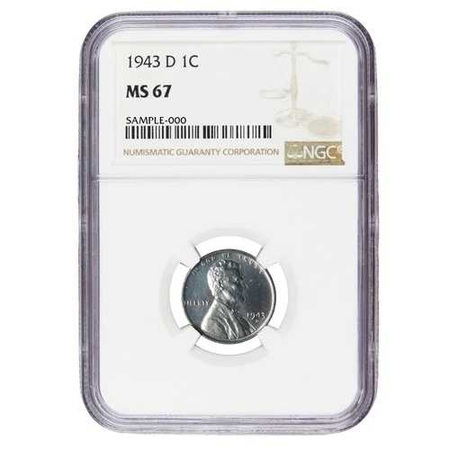 1943年Dミント スチール製リンカーンセント NGC MS67 ブラウンラベル