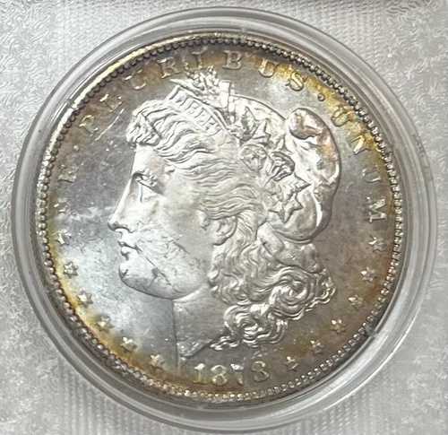 1878年Sミント モーガン米国銀貨 90% 金縁トーン!! 非常に光沢があります!!