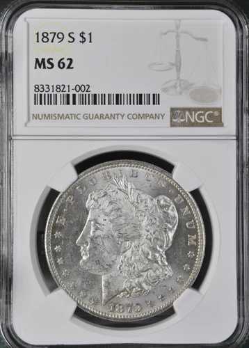 1879年Sミント モーガン銀貨 1ドル NGC MS 62 BB1