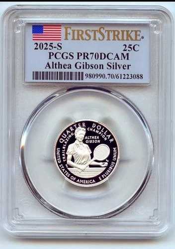 2025 S シルバー アルシア・ギブソン PCGS PR70DCAM ファーストストライク 超希少 .999 シルバー