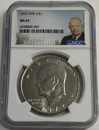 1972年タイプ3 1ドル硬貨 NGC MS65 クラッド アイゼンハワー ドル ミントステート アイゼンハワー肖像ラベル