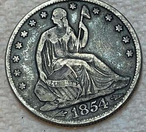 1854年Oミント シーテッド・リバティ ハーフダラー銀貨 --- 状態良好 タイプコイン