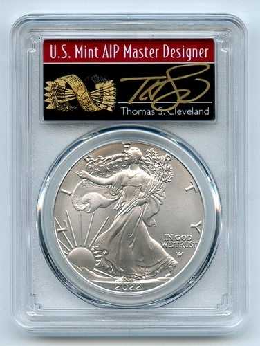 2022年 1ドル アメリカンシルバーイーグル 1オンス ドル PCGS MS70 FDOI トーマス・クリーブランド・アローズ