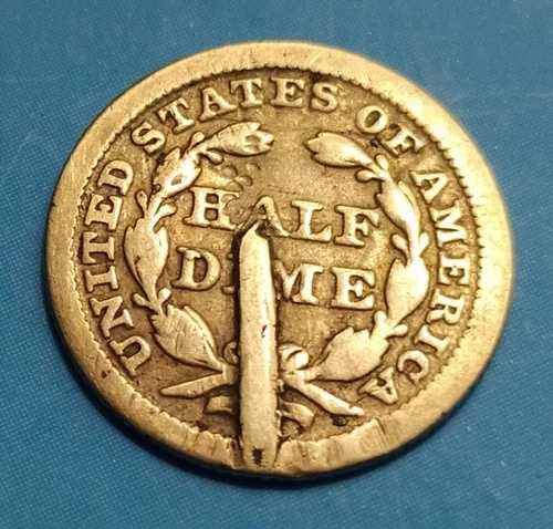 アメリカ合衆国 - アメリカンシルバーハーフダイム シーテッドリバティ 1853年 エラー/金属欠陥