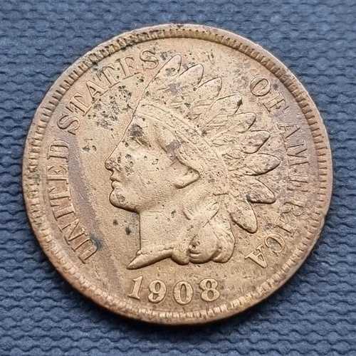 1908年 S インディアンヘッドセント 1セント 状態良好 XF + 詳細 #47028 42,900円