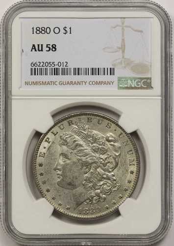 1880年Oミント 1ドル銀貨 NGC AU 58（ベターデート）
