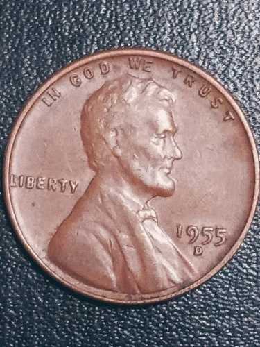 1955年-DR 赤いリンカーンウィートペニー 米国1セント銅貨 DDO&DDR リムエラー オフセンター