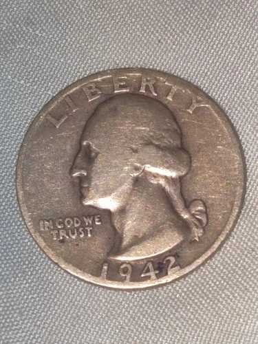 1942年Sミント ワシントン・クォーター 90%純銀 25セント アメリカ合衆国 旧貨幣 美品