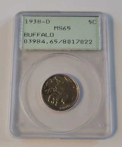 1938-D バッファローニッケル PCGS MS65 オールドグリーンホルダー 63