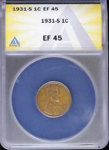 1931年 S 1セント リンカーン ウィートセント ANACS EF 45 (極美品、エクストラファイン) サンフランシスコ 42,900円
