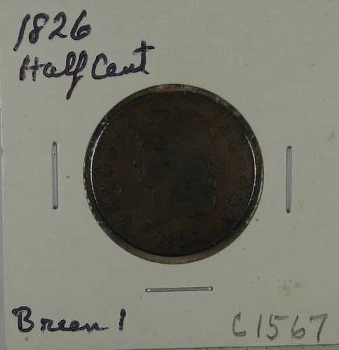 C1567 アメリカ合衆国 ハーフセント 1826 年、ブリーン 1 42,900円