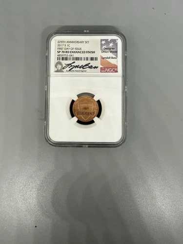 2017年 S リンカーンシールド 1セント硬貨 NGC SP70 RD エンハンスド仕上げ リンダル・バス署名入り