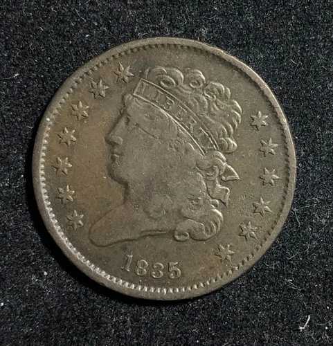 1835年クラシックハーフセント。厚さ0.005インチ。極美品。 42,900円