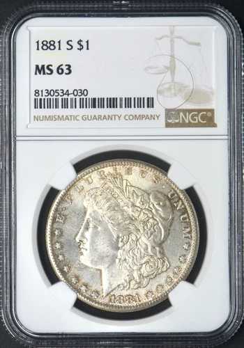 1881年Sミント モーガン銀貨 - NGC MS63 - トーン - COINGIANTS