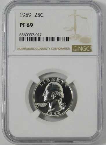 1959年米国造幣局プルーフ銀貨ワシントン25セント NGC鑑定済みPF69\u003d最高グレードパーフェクト!! 42,900円