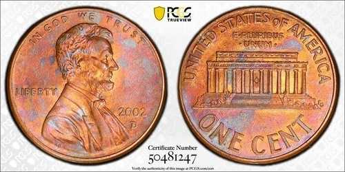 2002年「D」リンカーンセント PCGS MS65RB「ゴールドシールド」美しいセント