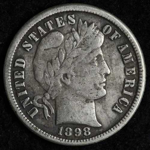 1898-S バーバー シルバーダイム XF E215 ADHN
