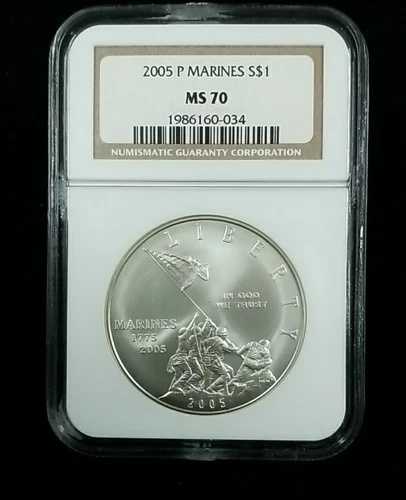 2005年Pミント発行 海兵隊記念銀貨1ドル NGC MS70 #9358 42,900円