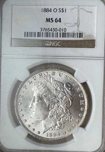 1884年 O モルガン銀貨 NGC MS 64