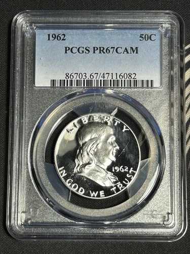 1962年Pミント フランクリン プルーフ ハーフダラー PCGS PR 67 CAM カメオ