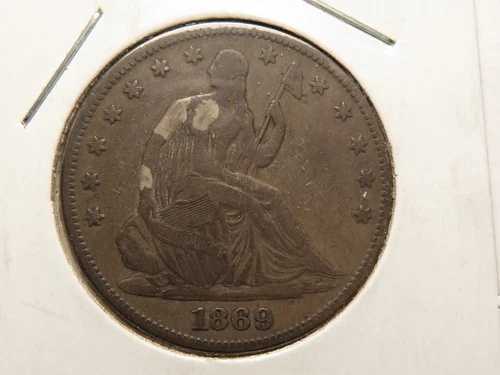 1869年Pミント リバティ座像ハーフ、VF、部分クリーニング済み 42,900円