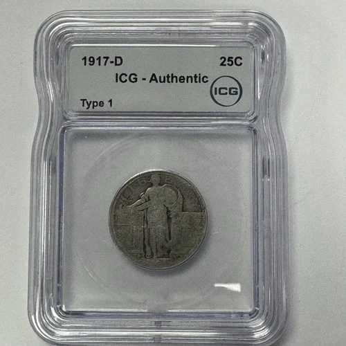 1917年Dミント タイプ1 スタンディング・リバティ・クォーター 25セント 鑑定済み銀貨