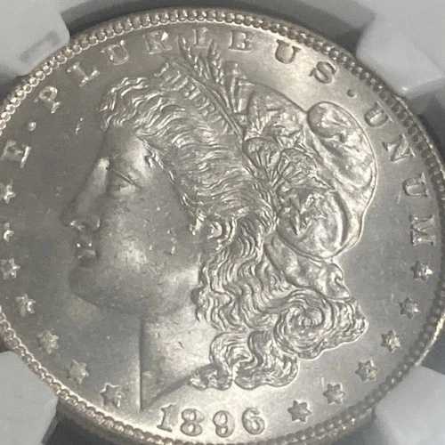 1896年製 MS64 モーガン銀貨 非常に美しく輝いています! ..UCC プラスチックケース入り