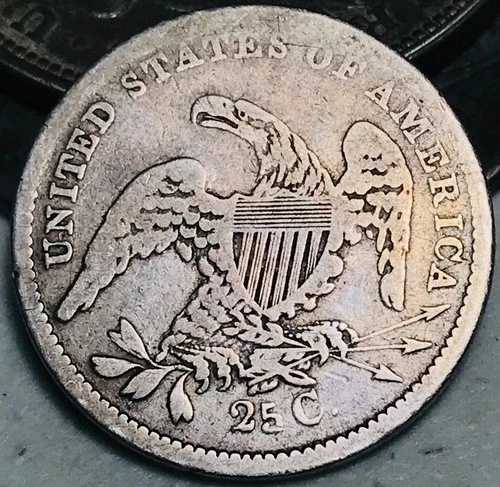 1835年 キャップドバスト 25セント 未鑑定 流通品 90%銀貨 米国コイン CC27335