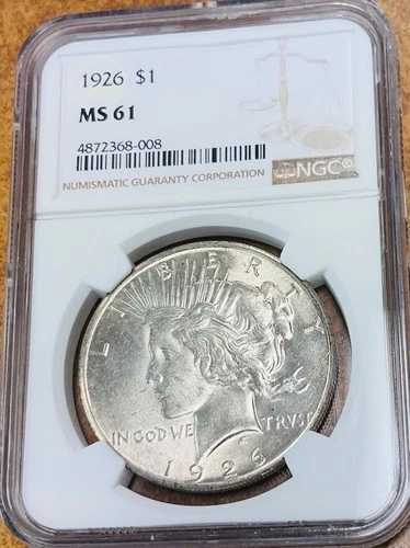 1926年ピース銀貨 NGC MS61
