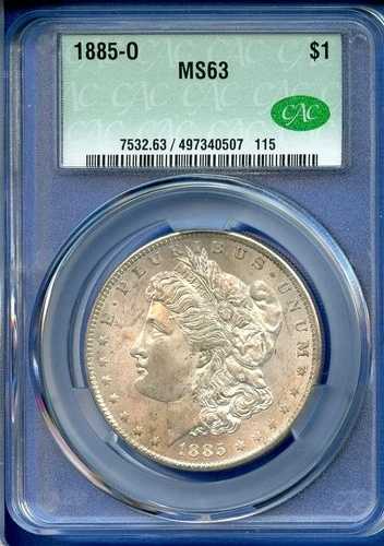 1885 O CACG MS63 モーガン銀貨 $1 米国造幣局コイン 1885-O MS-63 CAC