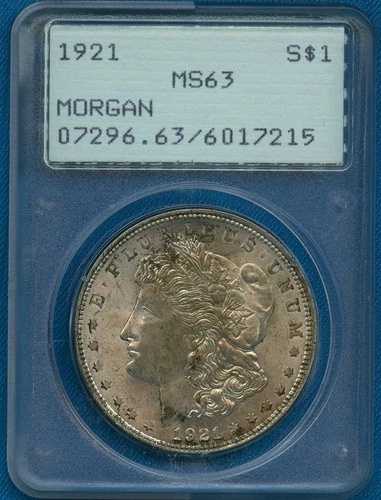 1921 P PCGS MS63 モーガン銀貨 $1 米国造幣局コイン 1921-P MS-63 ラトラー !