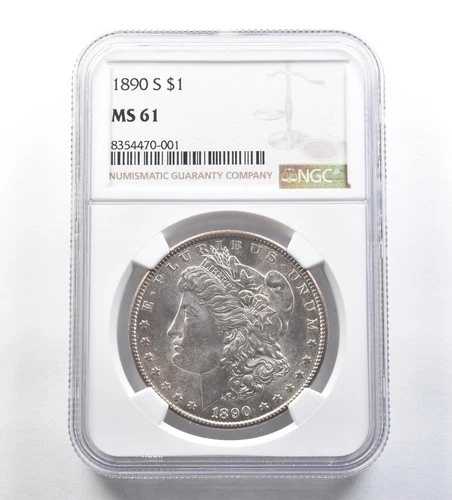 1890年Sミント モーガン銀貨 MS61 NGC *0246
