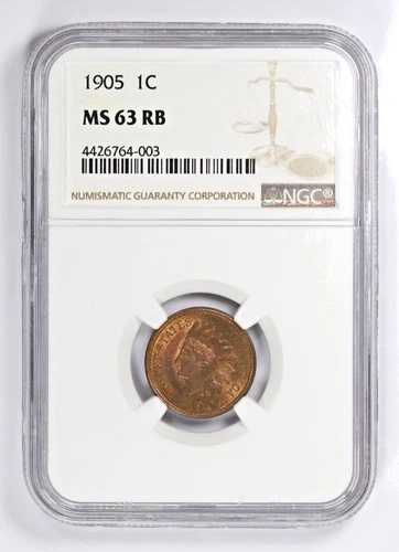 1905年 インディアンヘッドセント 1セント NGC MS 63 RB 赤褐色