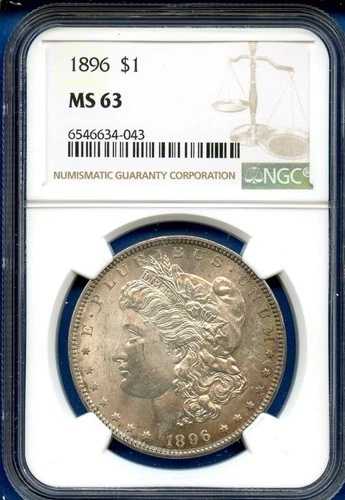 1896 P NGC MS63 モーガン銀貨 $1 米国造幣局コイン 1896-P MS-63 美しい色！