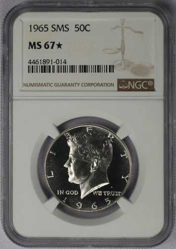 1965年 SMS 50セント ケネディハーフダラー - NGC MS 67 STAR