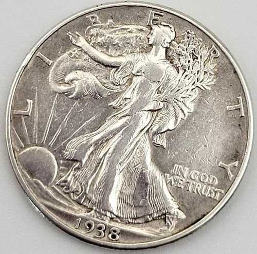 1938年 D アメリカ合衆国 銀貨 ウォーキングリバティ ハーフダラー XF 詳細