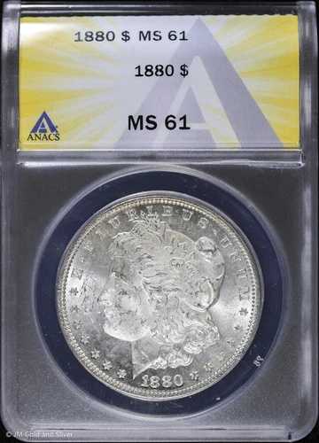 1880年Pミント 1ドル モーガン銀貨 ANACS MS 61 | 未使用 UNC